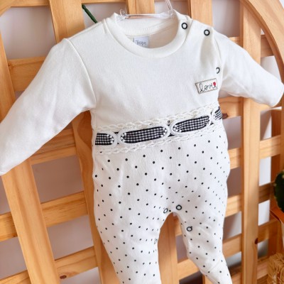  Macacão Trape Zape- Love off com poa preto